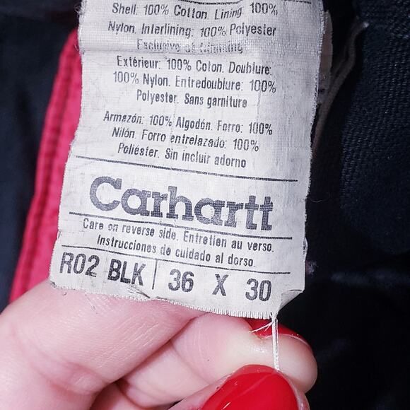 Carhartt Overalls Mens 36x30 Black Bib Double Knee Insulated R02 BLK - Picture 10 of 11